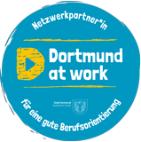 Logo-Grafik: Dortmund at work, Partner Caritas Dortmund