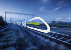 Dettmer Rail Logo auf Schienen