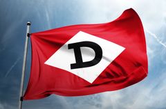 Flagge mit Logo der B. Dettmer Reederei