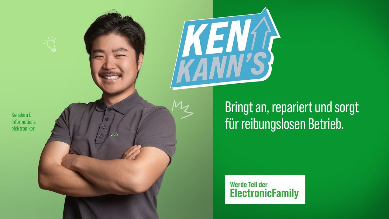 Lächelnder Mitarbeiter mit der Bezeichnung "Ken kann´s"