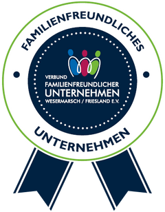Siegel "Familienfreundliches Unternehmen" vom Verbund familienfreundlicher Unternehmen Wesermarsch / Friesland e.V.
