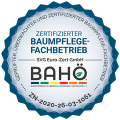 Durch den Bundesverband für Arboristik, Höhenarbeit und Ökologie e.V.Zertifizierter Baumpflege-Fachbetrieb