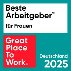 Zertifikat von Great Place To Work, welches besagt, dass die ProPotsdam einer der Besten Arbeitgeber für Frauen in Deutschland im Jahr 2025 ist - Link zur Zertifizierungsseite.
