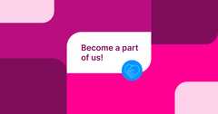 Graphical design with the message "Become a part of us!"