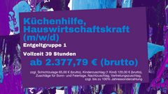 Gehalt einer Küchenhilfe / Hauswirtschaftskraft zzgl. Zulagen